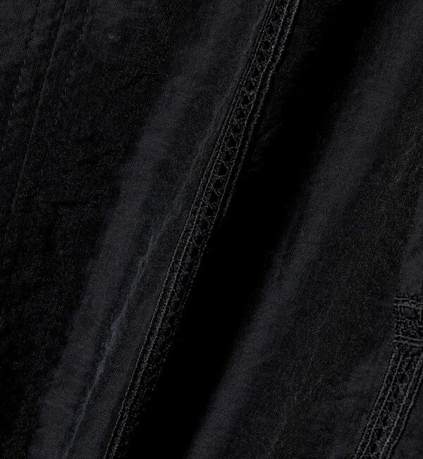 EMMEL REFINES「＜EMMEL REFINES＞ ハシゴレース フレアスリーブ ブラウス ブラック」|シャツ・ブラウス|