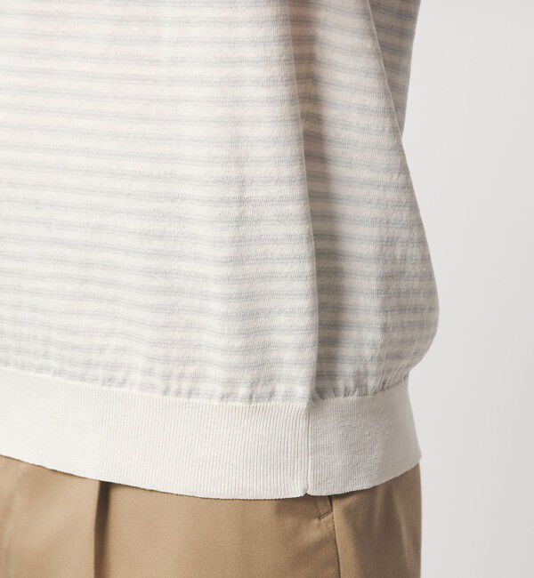 UNITED ARROWS green label relaxing「リネン ポリエステル ボーダー クルーネック 半袖 ニット -ウォッシャブル-」|ニット・セーター|