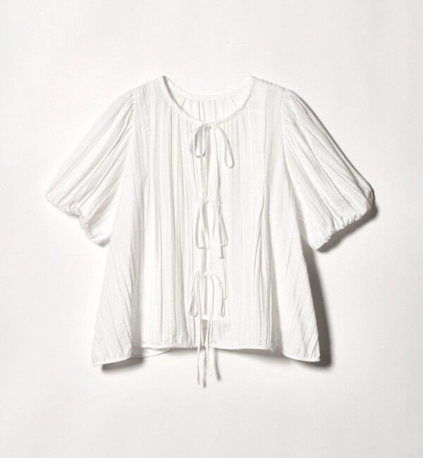 EMMEL REFINES「＜EMMEL REFINES＞EM ランダムプリーツ リボン2WAY ブラウス」|シャツ・ブラウス|OFF WHITE