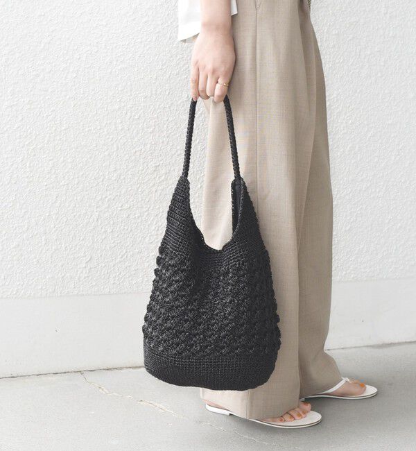 SHIPS Colors 「SHIPS Colors:メタリック クロシェ バッグ◇」|かごバッグ|ブラック