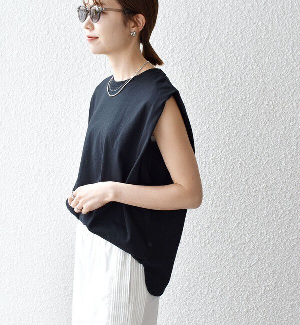 SHIPS any「《一部追加予約》SHIPS any:〈抗菌防臭/洗濯機可能〉USAコットン ラウンドヘム ノースリーブ TEE」|Tシャツ・カットソー|