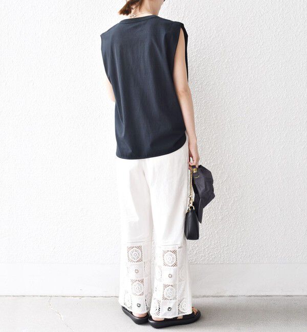 SHIPS any「《一部追加予約》SHIPS any:〈抗菌防臭/洗濯機可能〉USAコットン ラウンドヘム ノースリーブ TEE」|Tシャツ・カットソー|