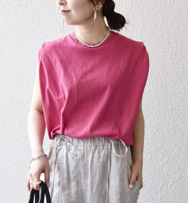 SHIPS any「《一部追加予約》SHIPS any:〈抗菌防臭/洗濯機可能〉USAコットン ラウンドヘム ノースリーブ TEE」|Tシャツ・カットソー|