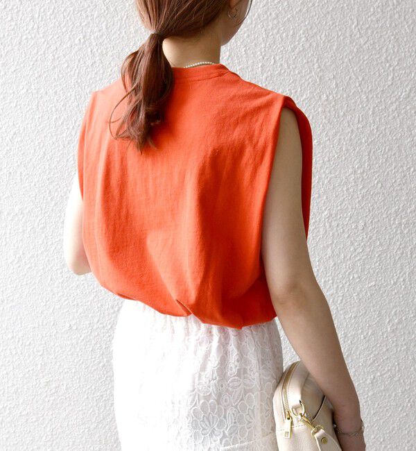 SHIPS any「《一部追加予約》SHIPS any:〈抗菌防臭/洗濯機可能〉USAコットン ラウンドヘム ノースリーブ TEE」|Tシャツ・カットソー|