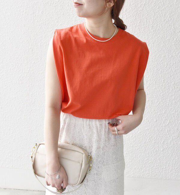 SHIPS any「《一部追加予約》SHIPS any:〈抗菌防臭/洗濯機可能〉USAコットン ラウンドヘム ノースリーブ TEE」|Tシャツ・カットソー|