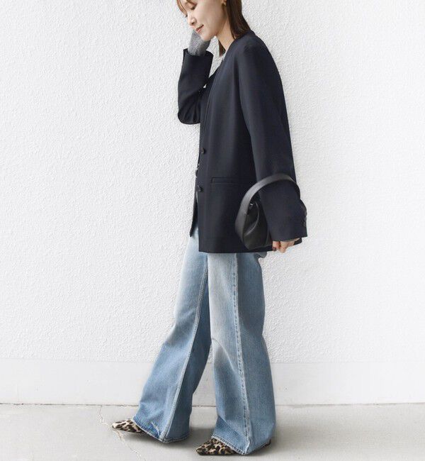 SHIPS for women「〈手洗い可能〉TUMUGITO(R) シャーク ツイード カラーレス ジャケット」|ノーカラージャケット|