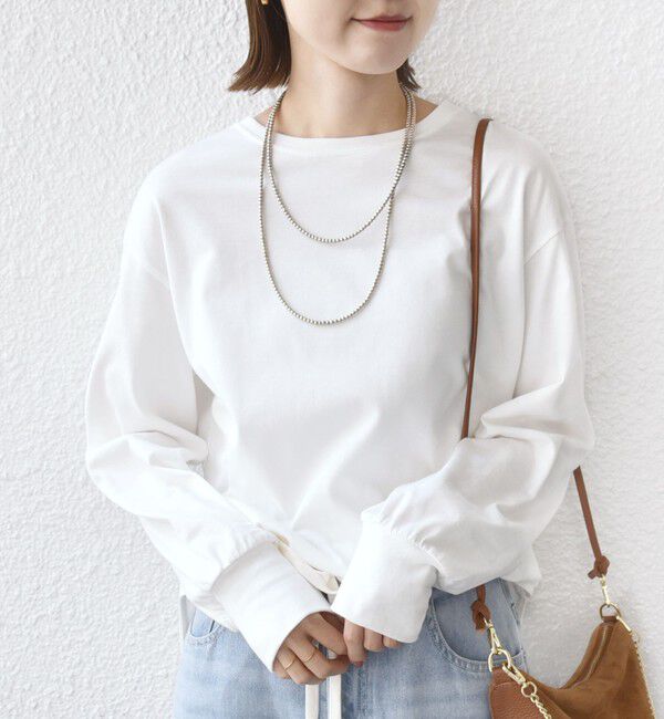 SHIPS for women「コットン 天竺 ラウンド ヘム 袖 リブ カットソー」|Tシャツ・カットソー|