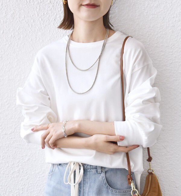 SHIPS for women「コットン 天竺 ラウンド ヘム 袖 リブ カットソー」|Tシャツ・カットソー|