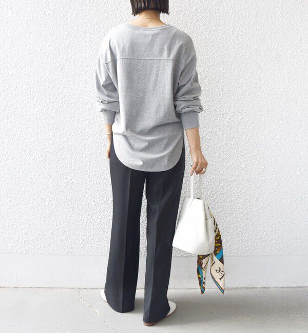 SHIPS for women「コットン 天竺 ラウンド ヘム 袖 リブ カットソー」|Tシャツ・カットソー|