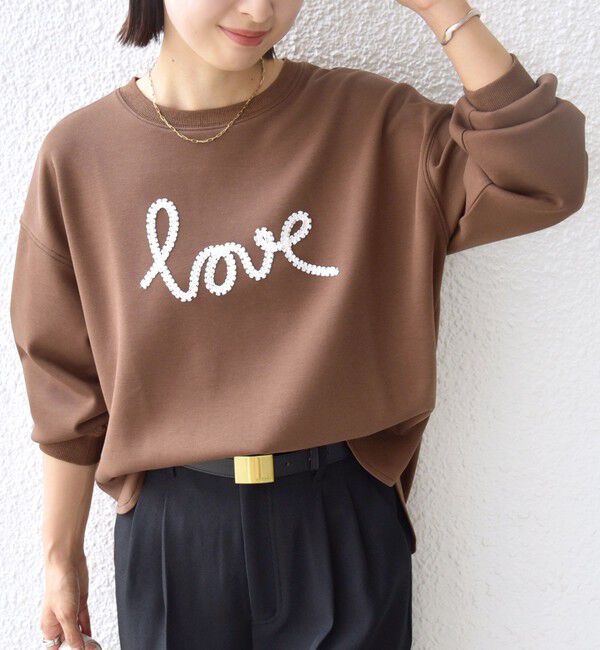 SHIPS for women「【WEB限定】〈手洗い可能〉ファンシー コード 刺繍 ダンボール カットソー」|スウェット・ジャージ|ブラウン