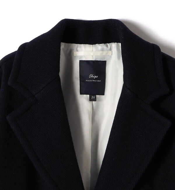 SHIPS for women「SHIPS Primary Navy Label:ヘリンボーン ウール シングル チェスター コート」|チェスターコート|