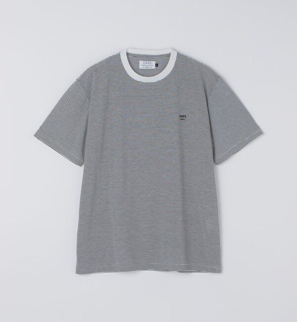SHIPS Colors 「《予約》SHIPS Colors:〈速乾〉CAVE(R) ワンポイント ロゴ ボーダー Tシャツ◆」|Tシャツ・カットソー|