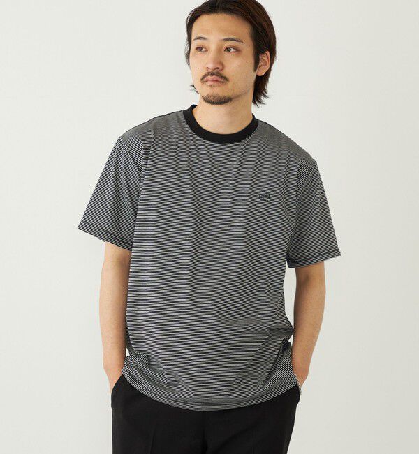 SHIPS Colors 「《予約》SHIPS Colors:〈速乾〉CAVE(R) ワンポイント ロゴ ボーダー Tシャツ◆」|Tシャツ・カットソー|ブラック