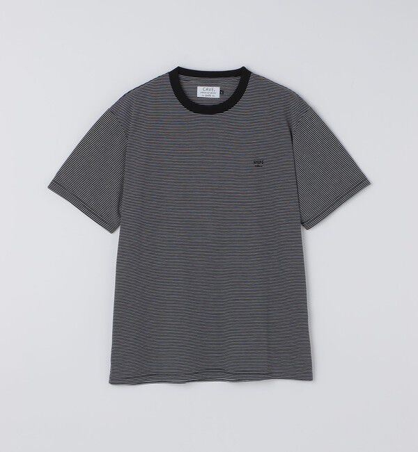 SHIPS Colors 「《予約》SHIPS Colors:〈速乾〉CAVE(R) ワンポイント ロゴ ボーダー Tシャツ◆」|Tシャツ・カットソー|