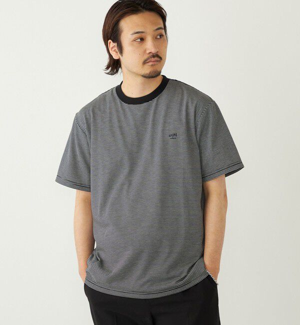 SHIPS Colors 「《予約》SHIPS Colors:〈速乾〉CAVE(R) ワンポイント ロゴ ボーダー Tシャツ◆」|Tシャツ・カットソー|