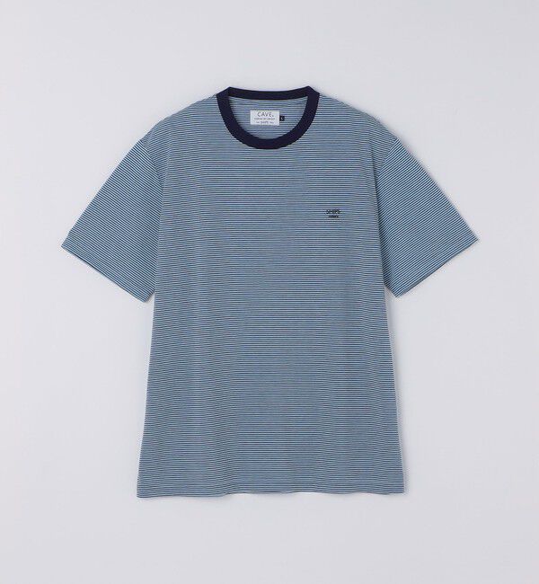 SHIPS Colors 「《予約》SHIPS Colors:〈速乾〉CAVE(R) ワンポイント ロゴ ボーダー Tシャツ◆」|Tシャツ・カットソー|