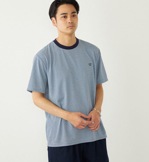 SHIPS Colors 「《予約》SHIPS Colors:〈速乾〉CAVE(R) ワンポイント ロゴ ボーダー Tシャツ◆」|Tシャツ・カットソー|