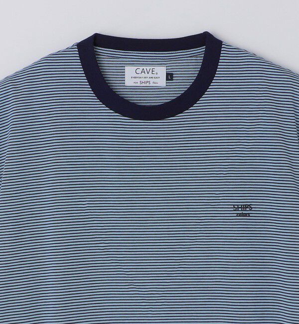 SHIPS Colors 「《予約》SHIPS Colors:〈速乾〉CAVE(R) ワンポイント ロゴ ボーダー Tシャツ◆」|Tシャツ・カットソー|