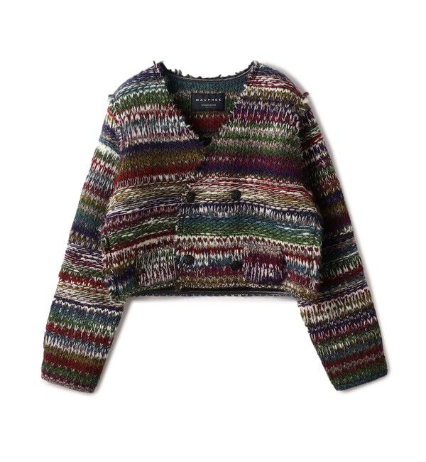 MACPHEE「ニットボンディング クロップドジャケット」|カーディガン|78 ダークパープル系