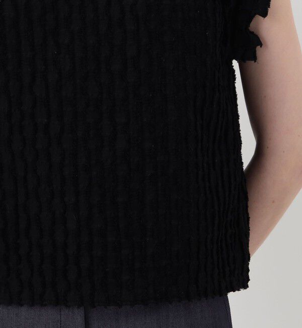 Ballsey「グリッドカットジャカード フリルフレンチブラウス」|シャツ・ブラウス|