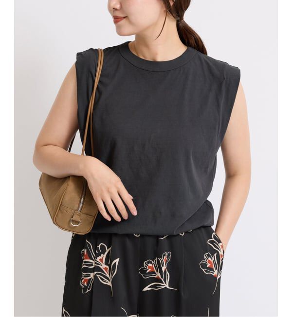 IENA「《追加》ATON/エイトン FRESCA SINGLE JERSEY ノースリーブ」|Tシャツ・カットソー|ブラック A