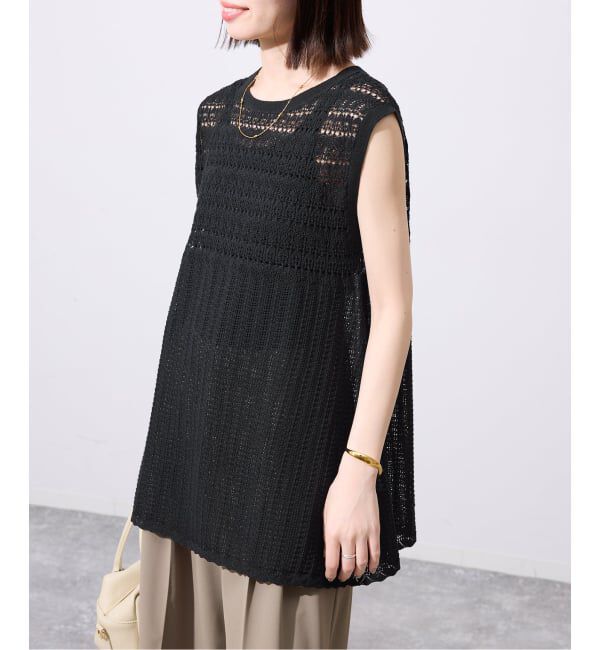 SLOBE IENA「《シリーズあり/予約》レース編みノースリーブニット」|ニット・セーター|