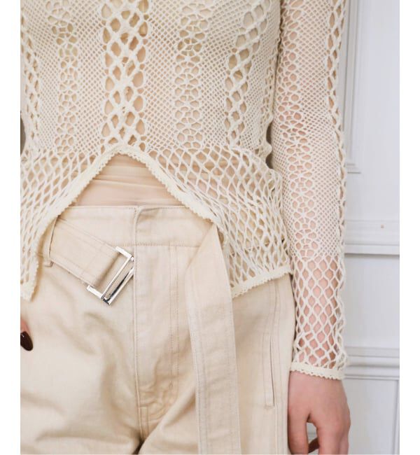 IENA LA BOUCLE「EUCHRONIA ユークロニア stretch lace long sleeve tee 261801」|Tシャツ・カットソー|