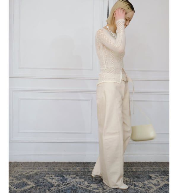 IENA LA BOUCLE「EUCHRONIA ユークロニア stretch lace long sleeve tee 261801」|Tシャツ・カットソー|