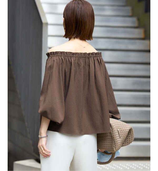 IENA「《予約》サッカーオフショルブラウス」|シャツ・ブラウス|