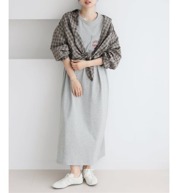 IENA「《予約》BLACK ミニ裏毛ロングワンピース」|ワンピース|