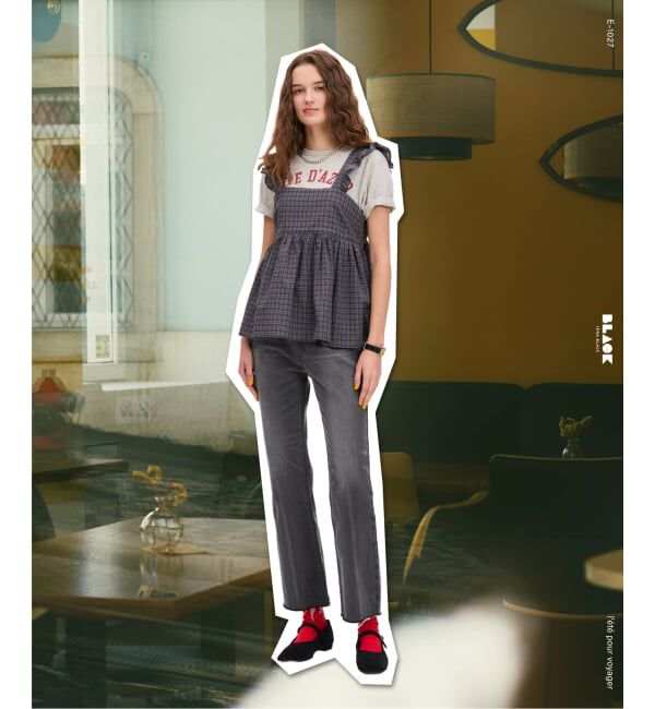 IENA「《予約》BLACK チェックキャミブラウス」|シャツ・ブラウス|