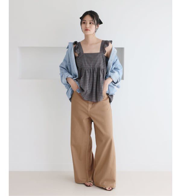 IENA「《予約》BLACK チェックキャミブラウス」|シャツ・ブラウス|