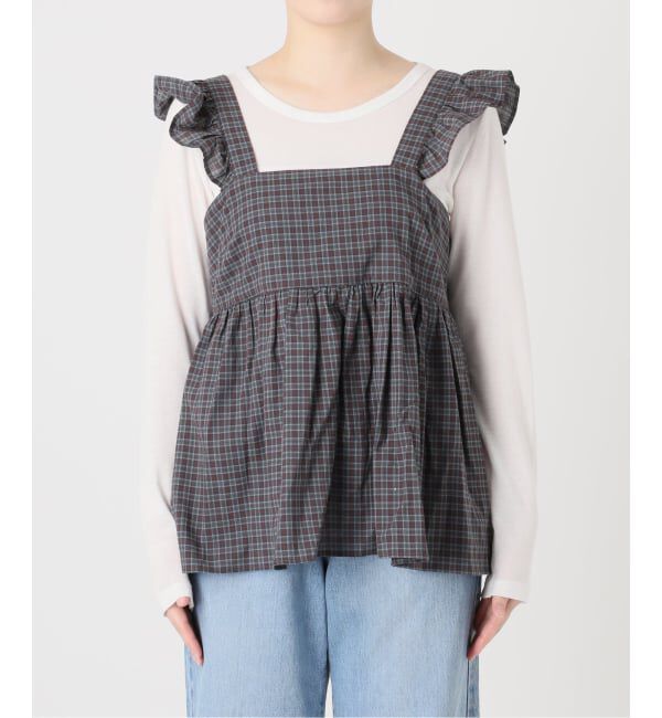 IENA「《予約》BLACK チェックキャミブラウス」|シャツ・ブラウス|