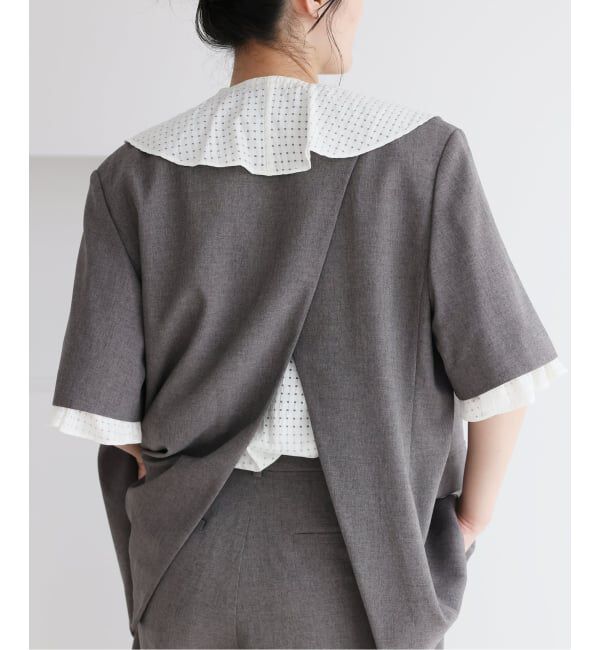 IENA「《予約》BLACK 襟フリルブラウス」|シャツ・ブラウス|