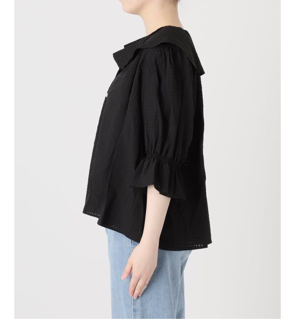 IENA「《予約》BLACK 襟フリルブラウス」|シャツ・ブラウス|