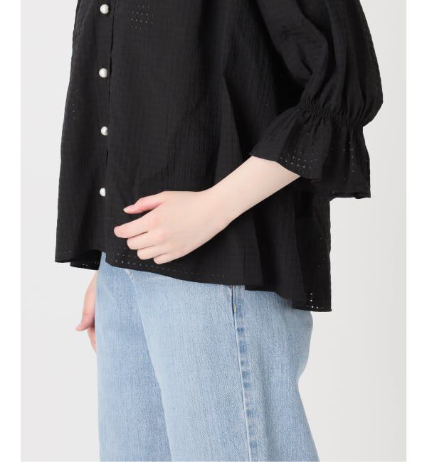 IENA「《予約》BLACK 襟フリルブラウス」|シャツ・ブラウス|