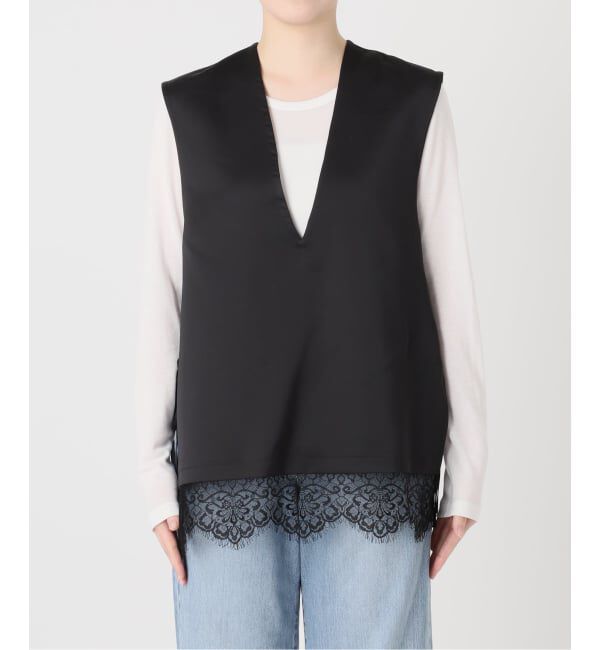 IENA「《予約》BLACK Vネックノースリーブブラウス」|シャツ・ブラウス|