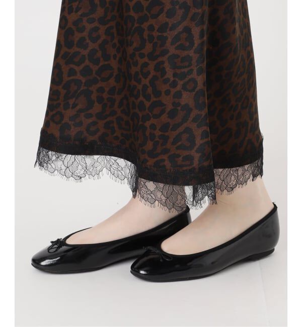 IENA「《予約》BLACK 裾レースレオパードスカート」|スカート|