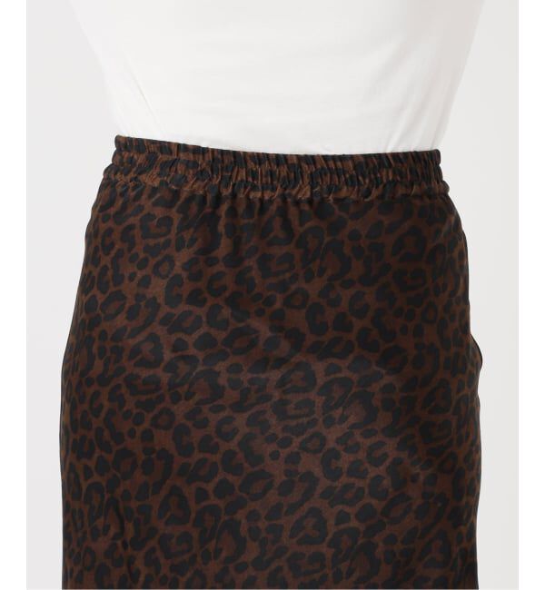 IENA「《予約》BLACK 裾レースレオパードスカート」|スカート|