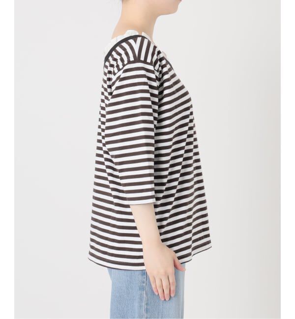 IENA「《予約》BLACK フリル付きボーダーカットソー」|Tシャツ・カットソー|