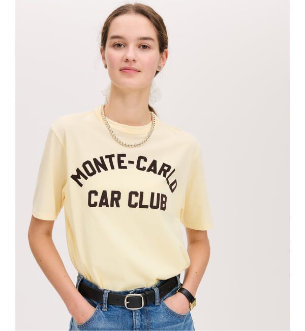 IENA「《予約》BLACK フロッキーロゴプリントTシャツ」|Tシャツ・カットソー|