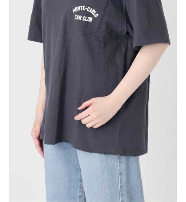 IENA「《予約》BLACK ポケット付きプリントTシャツ」|Tシャツ・カットソー|