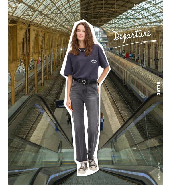 IENA「《予約》BLACK ポケット付きプリントTシャツ」|Tシャツ・カットソー|