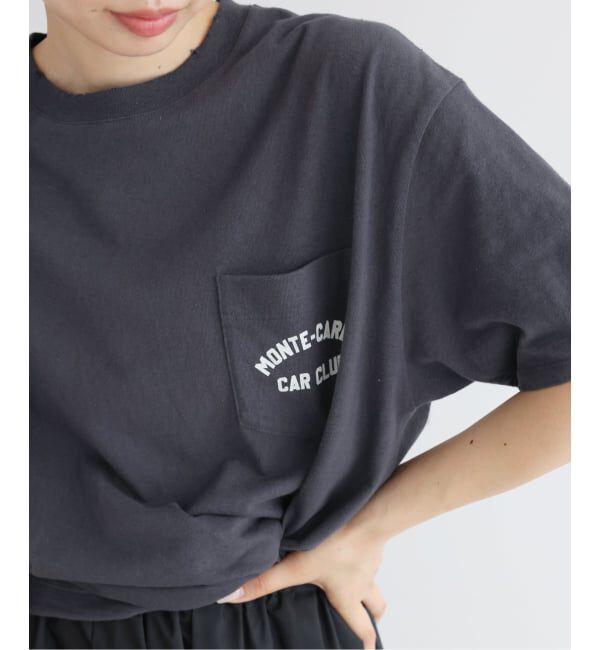 IENA「《予約》BLACK ポケット付きプリントTシャツ」|Tシャツ・カットソー|