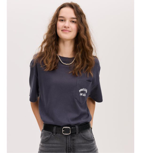 IENA「《予約》BLACK ポケット付きプリントTシャツ」|Tシャツ・カットソー|