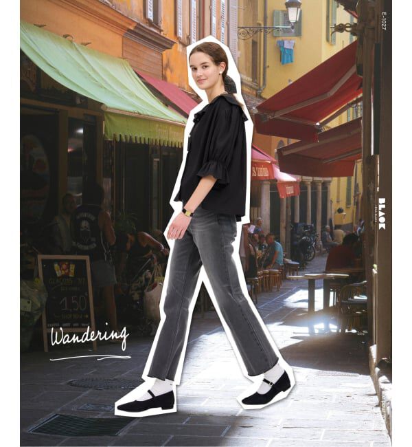 IENA「《予約》BLACK クロップドデニムパンツ」|デニム|