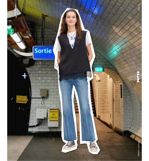 IENA「《予約》BLACK クロップドデニムパンツ」|デニム|