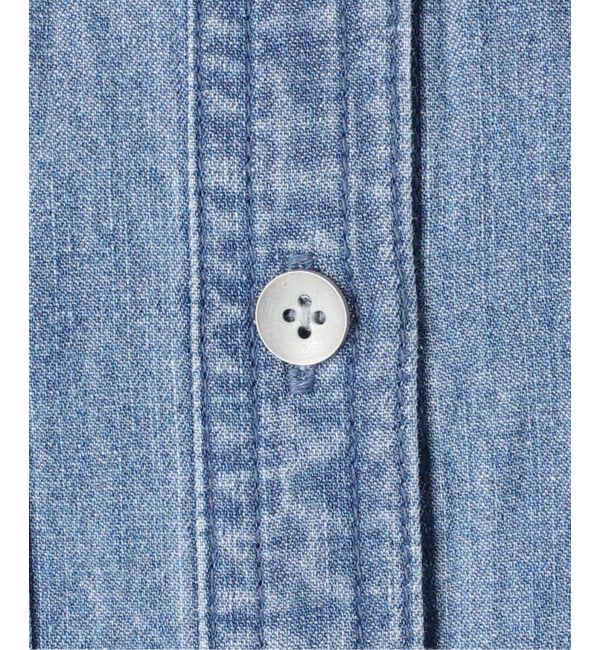 IENA「《予約》BLACK シャンブレーフリルブラウス」|シャツ・ブラウス|