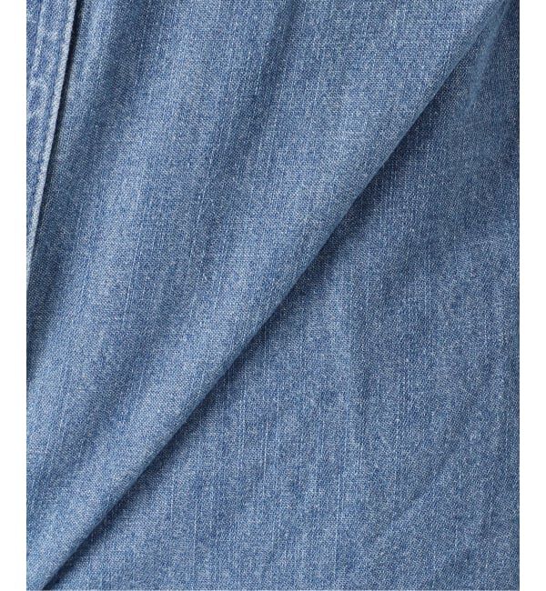 IENA「《予約》BLACK シャンブレーフリルブラウス」|シャツ・ブラウス|