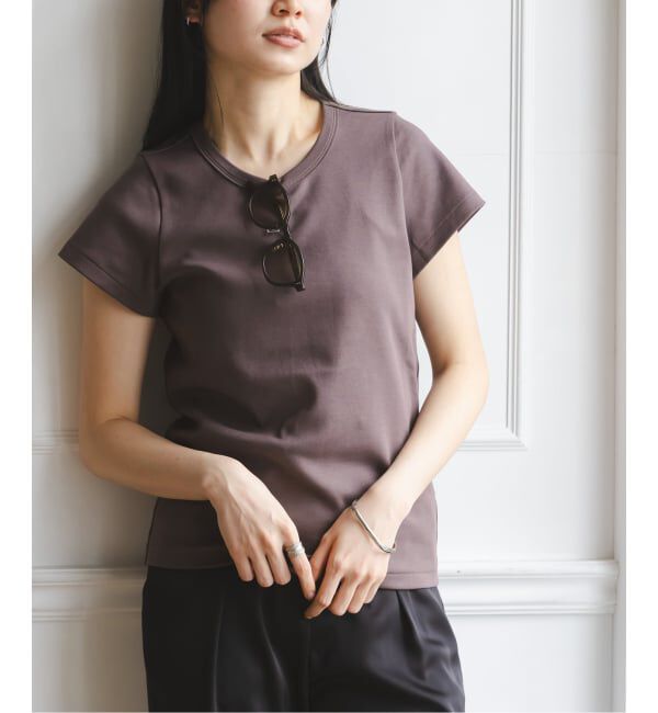 NOBLE「《追加予約・WEB限定カラー》スビンコットンスムースコンパクトTシャツ2」|Tシャツ・カットソー|ブラウン A